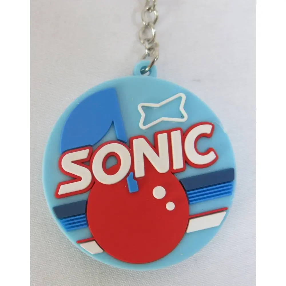 SONIC DRIVE IN *NEW* Cherry Keychain Keyring Slush Limeade Blue Red Rubber Logo